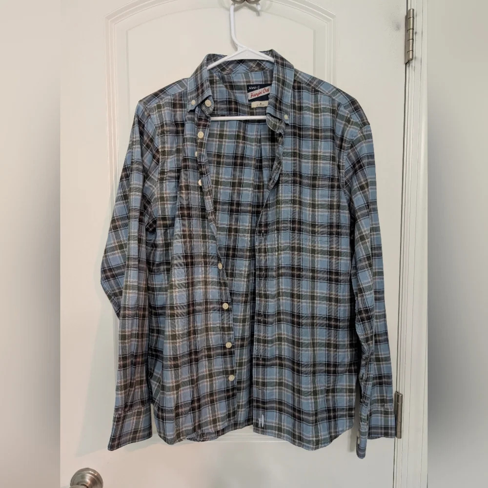 Johnnie-O Size M, Button Down Flannel, 100% Cotton, Gulf‎ Blue Plaid